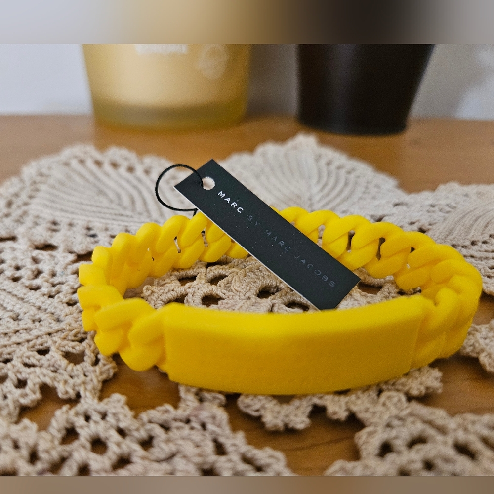 Marc By Marc Jacobs Yellow Standard Supply Braided Silicone Rubber Bracelet